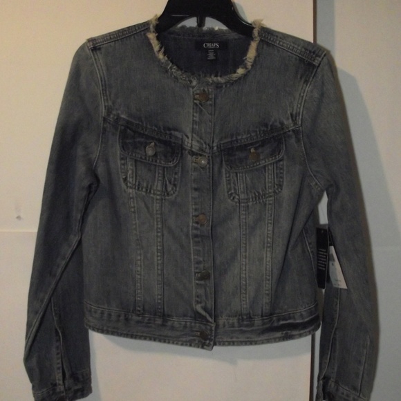 Large Women's Chaps Embroidered Jean Jacket Blue Denim Large Women's Chaps Embroidered Jean Jacket Blue Denim
